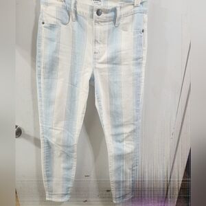 Frame Denim Le High Skinny Blue White Ombre Stripe Jeans Size 28 NWOT